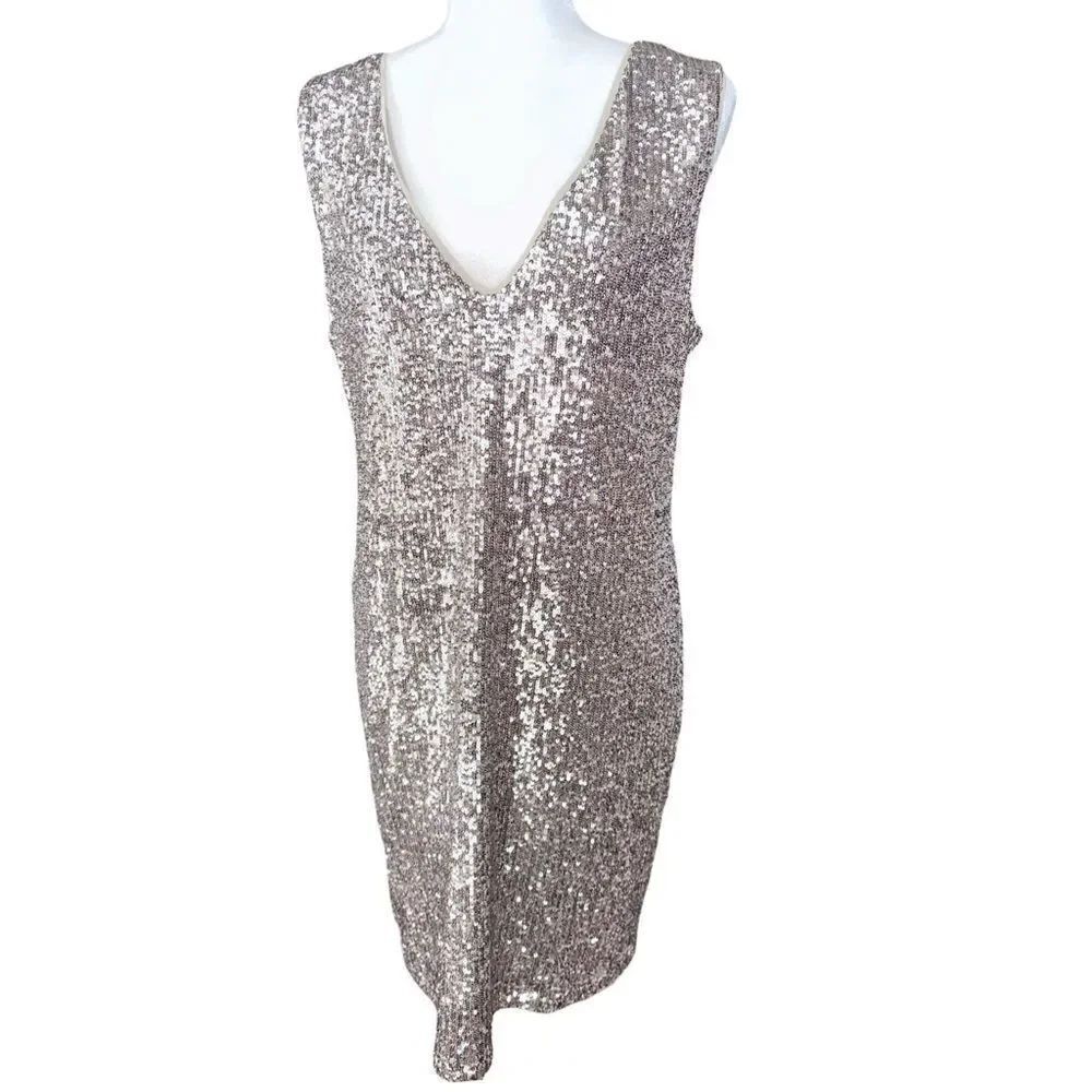 Generation Love | NWTs Deep V-Neck Diana Sequin Dress in Pale Gold Size XL